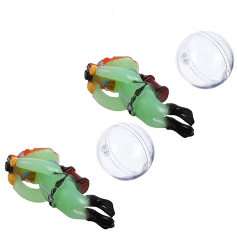 VILLCASE 2stücke Schwimmende Aquarium-Dekorationen mit Taucher-Ornamenten aus PVC für Fische Einfache Installation mit Saugnäpfen Versteck-Spielzeug für Betta-Fische
