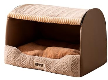 Galatée Cat House, Cute Dog Bed, Foldable Soft Cat Cave Bed With Detachable Cushion, Pet Nest With Anti-Slip Bottom, Comfortable Dog Tent(XL, Light Brown)