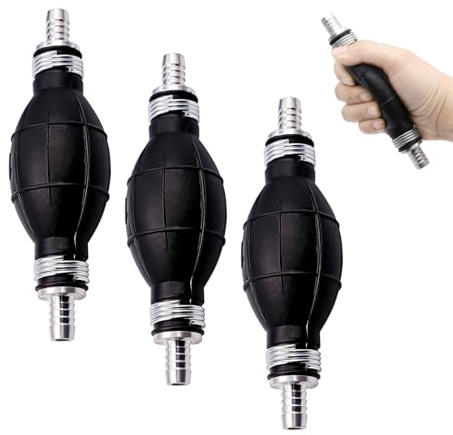 3 Pièces Poire Amorcage Gasoil 10mm, Caoutchouc Renforcé Durable Pompe Manuelle pour Transfert Carburant, Eau et Liquides Automobile/Jardin (10MM)