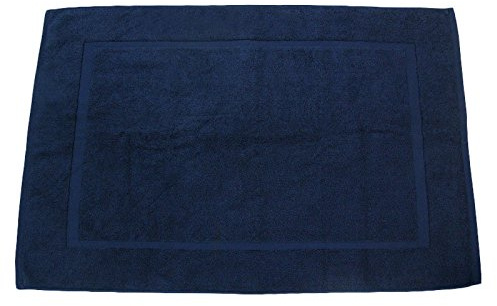 Lanudo® Luxus Badematte 900g/m² Pure Line 60x90 mit Bordüre. 100% feinste Frottier Baumwolle in höchster Qualität, Bad-Teppich, Bad-Vorleger, Frottee. Farbe: Marine-Blau/Navy