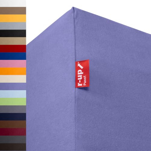 r-up Passt Spannbettaken Doppelpack 90x200-100x200 lila | 100% Baumwolle, 130g/m² Tuchgewicht, bis 35cm Höhe, viele Farben, OEKO-TEX, stressfrei auch für hohe Matratzen