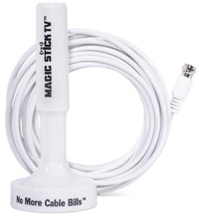 Magic Stick TV MS-50 Model, Signal Booster Antenna for Digital HDTV 1080P HD Channels, 16.5ft Cable, White