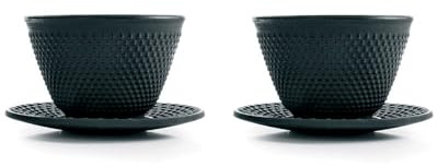 Ibili - ensemble De 2 Tasses Et 2 Soucoupes en Fonte, 0,12 Litre, Intérieur Émaillé