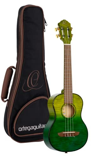 Ortega Guitars, 4-String Prism Series Slotted Headstock Tenor Ukulele w/Bag, Right, ivy fade, One Size (RUPR