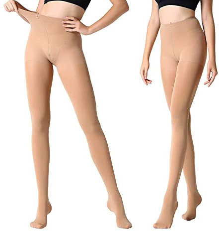MANZI Damen 2 Paar Control-Top Strumpfhose mit Comfort Stretch 70 Denier,Suntan,XL