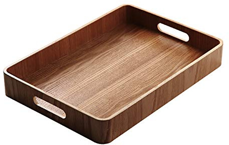 RENSHENKTO 1 bandeja para servir de cocina para cena, mesa de café de madera, bandeja de desayuno, bandejas de arte de la barra decorativa