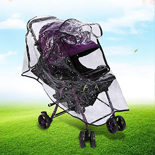 Stroller Rain Cover, Universal Travel Weather Transparent Pram Rain Cover, Protects from Rain Sun Dust Snow