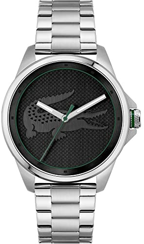 Lacoste Analog Quarzuhr für Herren Kollektion LE Croc mit Silbernes Edelstahlarmband - 2011131