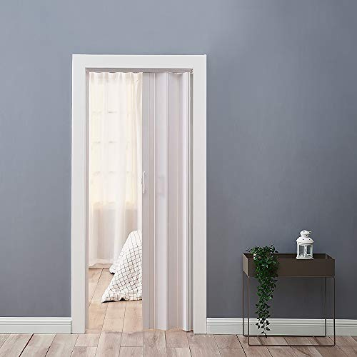 White Effect Bi Folding Door PVC Plastic Panel Magnetic Sliding Accordion Concertina (White, 6mm)
