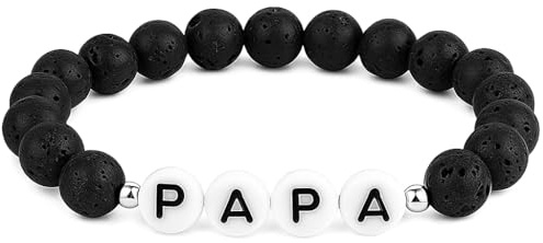 Personalisierbares Armband mit Namen – Lavaperlen, Handgefertigt – Freundschaftsarmband, Geschenk für Paare, Partnerarmband, Wunschtext – Herzperle Silber/Gold