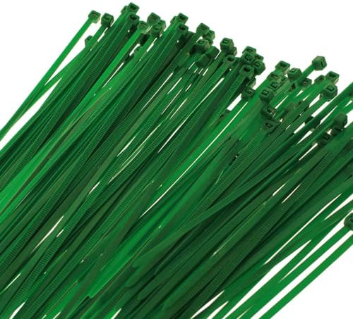 100 Fascette di Plastica Verdi per Giardino, Fascette per Cavi e Tubi, per Elettricisti e Giardinaggio (2.5mm X 100mm)