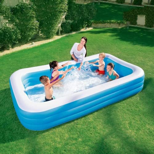 Inflatable Paddling Pool for Adults - Rectangular Swim Centre - Swimming Pool For Kids - Large Inflatable Lounger (305x183x56cm)