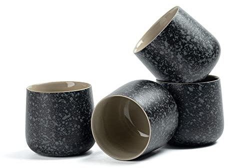 TEANAGOO Tazza da tè giapponese in ceramica, 7.2Oz / 205 ml, grigio carbone, H17, 4 pezzi/scatola, tazze da tè del Giappone, tazza da tè cinese, tazze da tè asiatiche, tazze da tè
