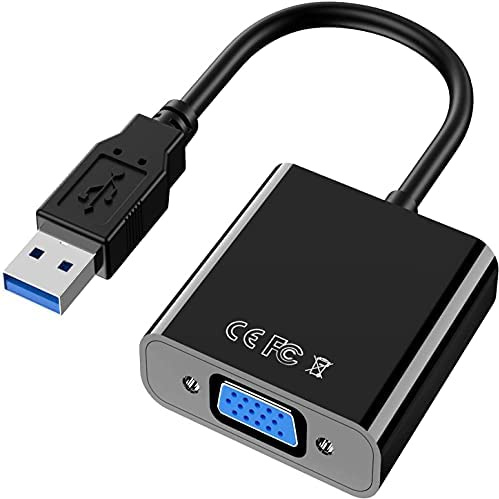 SZJUNXIAO Adaptateur USB vers VGA, Adaptateur USB 3.0 vers VGA Full HD 1080P Adaptateur Multi-écran Mâle vers Femelle pour Ordinateur Portable, PC, Moniteur, projecteur, HDTV
