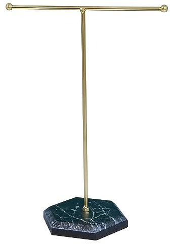 PSOWQ Soporte para Joyas, Barra en T de Metal, Soporte para Pendientes, árbol de joyería, Organizador de Joyas, Almacenamiento de Joyas para Pulseras, Pendientes, Anillos, Collares - Negro y Dorado