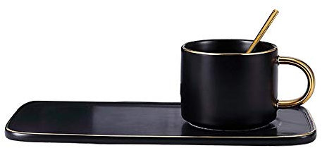 ROLTIN Ensemble de Tasses à café et soucoupes en Porcelaine réutilisables, 200 ML, simplicité, réutilisables, pour Cocktail, Latte, Noix de Coco, avec poignée, Verres à Boire, Tasse à