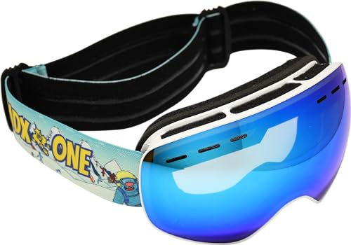 MDXONE kids ski snowboard Goggles toddlers boys girls youth Anti UV Anti Slip Anti-Fog age 3-14 -YETI graphics