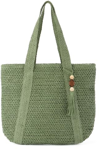 EVEOUT Borse Tote in Rafia per Donna Bohémien Borsa paglia grandi Estive Borse a spalla per spiaggia vacanze viaggio