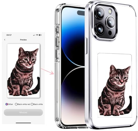 KSOPUERT Custodia Protettiva Smart Ink per Telefono con Schermo Antiurto per iPhone 15 PRO, Supporta la Visualizzazione dell'Immagine del Telefono sulla Custodia Protettiva, Bianco Classico