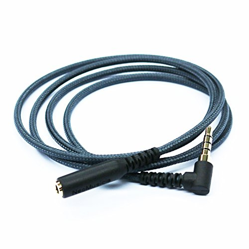 ABLET 3,5 mm förlängningskabel för hörlurar, TRRS ljudstereo-kabel, högervinklad 4-polig kontakt, mikrofonkompatibilitet - 1 m