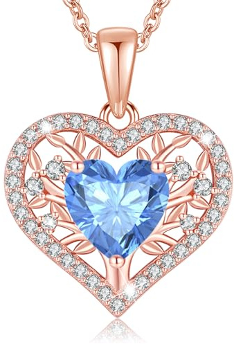 LAVUMO Collier Femme Pendentif Arbre de Vie Collier Argent 925/Laiton | Bijoux Coeur Cadeau pour Elle Femme Maman Noël Anniversaire Fête des Mères Saint Valentin Cadeau
