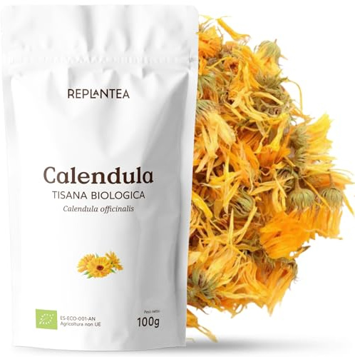 FIORI DI CALENDULA INFUSO 100% BIO 100g | Tisana Calendula, Tisane Sfuse Naturale senza Zucchero Calendula officinalis REPLANTEA