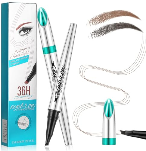 LOPHE 3D - Lápiz de cejas con 4 puntos, lápiz líquido impermeable y de larga duración para maquillaje natural (A#marrón claro)