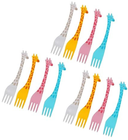 Pack of 12 Children's Fruit Forks, Giraffe Toothpicks, Children's Mini Forks for Children, Fruit Forks, Plastic Forks, Skewers for Lunch Box, Party