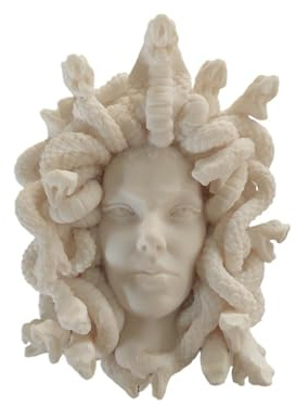 Medusa Antike, griechische Wanddekoration, Alabasterkopf, Skulptur, 16 cm