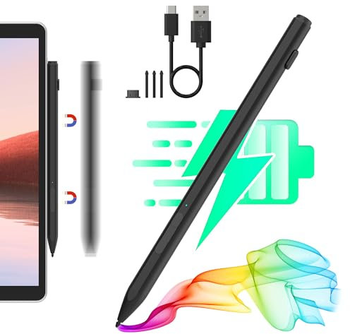 Surface Pen Stylus Stift für Microsoft Surface Pro 11/10/9/8/X/7+/7/6/5/4/3, Surface Go 4/3/2/1, Surface Laptop/Studio/Book 4/3/2/1 mit Palm Rejection, 4096 Druckstufen, USB C Aufladung, magnetisch