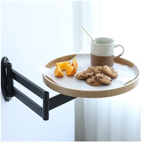 WLCNYL An der Wand montierter, zusammenklappbarer, runder Tisch, teleskopische Längenverstellung, an der Wand montierter Kleiner Schreibtisch, abnehmbares und umkehrbares Design, um 1 Zentimeter er