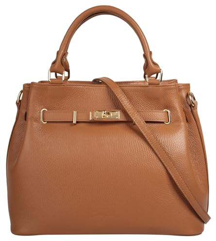 Samantha Look Handtasche Echt Leder Damen Made in Italy, geräumige Henkeltasche mit Smartphonefach