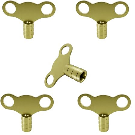 WedDecor Llave de purga de radiador de latón macizo, paquete de 5 llaves universales de radiador de 5 mm, resistentes del Reino Unido, tapas de reloj de válvula de radiador para purga de aire, llave