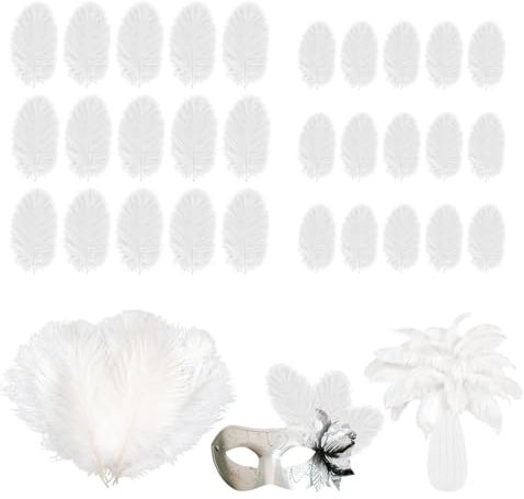 agogue 30 Stück Straußenfedern,15 Stück 15-20cm und 15 Stück 20-25cm Federn,Federn Weiss Weiße Federn Federn Zum Basteln Weiß,Federn Weiß Hochzeitsdekoration Party Tischdekoration Zuhause Dekor