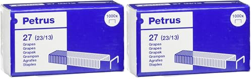 Grapas petrus n 27 (23/13) cobreada para grapadora 1600 caja de 1000 unidades (Paquete de 2)