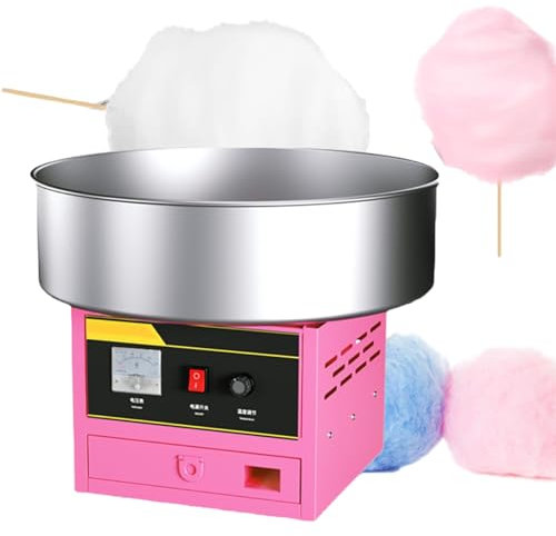 Máquina profesional para hacer algodón de azúcar, 1200 W, para uso comercial, con recipiente grande de acero inoxidable apto para uso alimentario, temperatura de 150 a 180 °C, para hacer dulces, fies