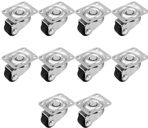 Lot de 10 petites roulettes pivotantes à 360 degrés de 12 mm avec roulement à billes pour petits meubles, appareils de cuisine, seau de nettoyage, silencieuses