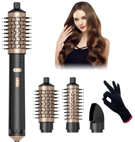 Airstyler 3 in 1, Warmluftbürste Rotierend Set, Airstyler Set mit Föhn,Warmluftbürste, Haartrockner Thermal Brush, Leistungsstarke Föhnbürste Air Styler Rundbürstenföhn Haartrockner (Schwarz)