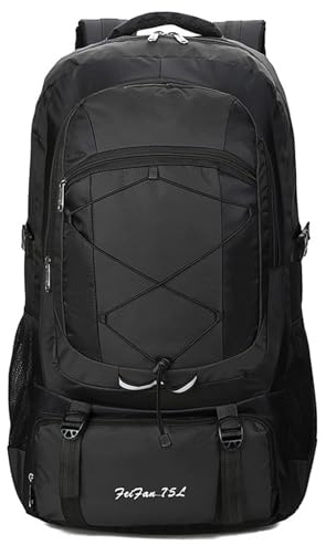 PORRASSO 75L Zaino da Trekking Zaino Impermeabile Zaini Hiking Backpack per Donna Uomo Campeggio Arrampicata Viaggio Sport Nero