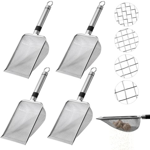 Penbinmall 4 Stück Gartensieb aus Edelstahl, Kompostsieb mit Griff Gartensieb Erde, Erdsieb, Sandsieb, Durchwurfsieb (2/2.8/3.8/5mm Masche)