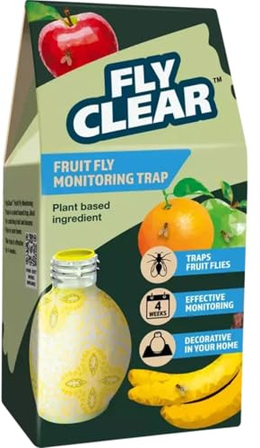 Fly Clear Fruit Fly Trap | Ready-to-Use Non-Toxic Solution for Kitchens, Bins & Food Prep Areas | Attracts & Traps Fruit Flies Fast | Discreet, Odourless & Long-Lasting Protection