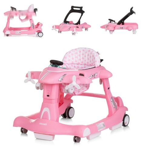 Chipolino Lauflernhilfe Airplane 3 in 1 Lauflernwagen, Musik, Schiebespielzeug rosa
