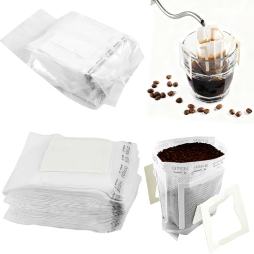 Axincardarm Portable Coffee Drip Filter Bag with Hanging Ear 300 Pcs | for Home, Travel, Camping, White, 7.5 x 9 cm