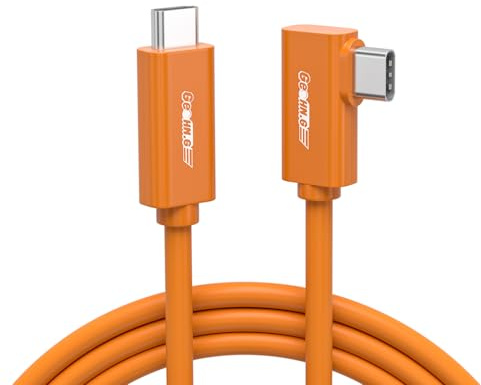 Cavo Tethering Fibra Ottica USB C da 9M, Angolo Retto con Trasmissione Dati Bidirezionale 10Gbps, Cavo VR con Ricarica PD 60W, USB 3.2 GEN 2 Link Cable per VR/Fotocamera/Sony/Canon/Nikon/MacBook