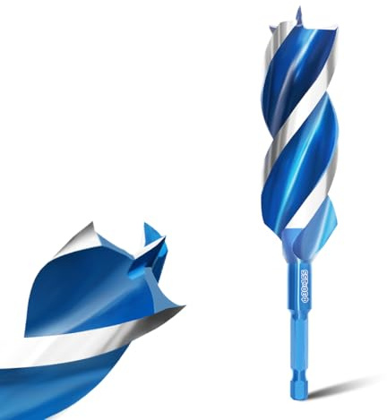Teronbeta Wood Drill Bit 30mm x 155mm Professional 1/4 Inch Hex Shank Brad Point Auger Drill Bits for Wood