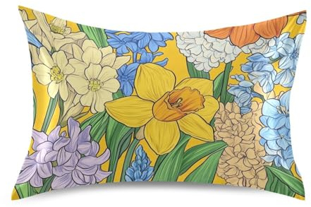 Jacinthes jacinthes jacinthes de printemps jaune polyester housses de coussin lisses housses de coussin européennes pour le visage King Size avec fermeture à enveloppe pour canapé 50,8 x 101,6 cm