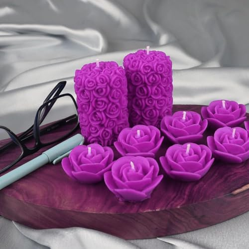Candele profumate in cera per decorazione domestica, fragranza lavanda, candele galleggianti combinate, colore viola, confezione da 10, 4 x 7 cm
