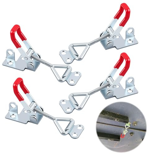 4 Pack Adjustable Toggle Clamp, Toggle Clamp Latch, Heavy Duty Quick Release Latch Hasp Clamp, Stainless Steel Toggle Latch for Cabinet, Drawer, Box, Door, Trunk, Smoker Lid, Tool Fixtures and DIY