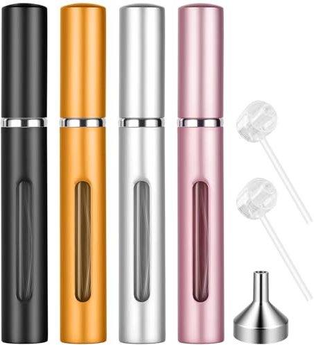 AUYAO 5ml Perfume Atomiser Perfume Travel Bottle Mini Perfume Atomiser Bottle Refillable Bottles Portable Mini Spray Travel Bottle Portable Perfume Dispenser for Purse Handbag Pocket Luggage(4PCS)