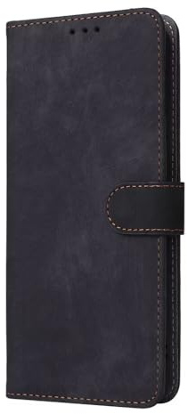 SEAHAI Leather Flip Case for Blackview Wave 9C, Premium PU Wallet Book Folio Ultra-thin Shockproof Cover Kickstand with Credit Card Slots/RFID Protection/Magnetic Close - Black
